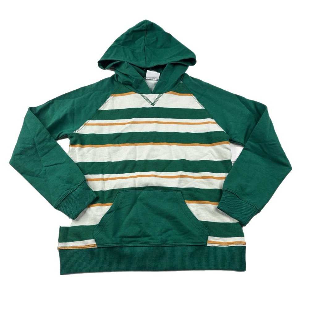 Green and White Striped Kids LuLaRoe Oliver Hoodie